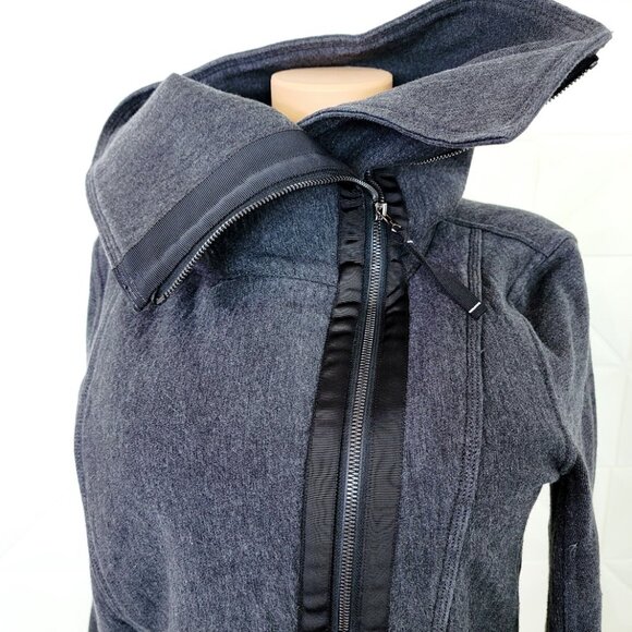 Lululemon Women's Heathered Black Virasana Blanket Wrap Full-Zip Jacket Size 12 - Picture 6 of 11